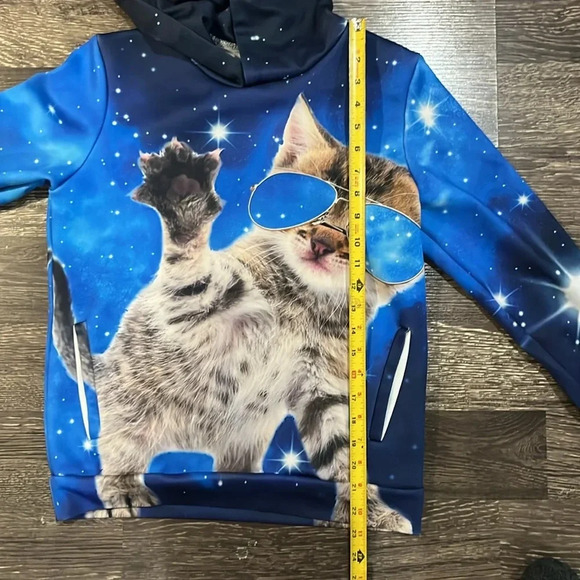 Girls cat galaxy hooded sweatshirt - Picture 7 of 10